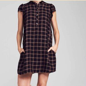 NWT Faherty Keterly Dress in Harper Plaid Size Small Short Sleeve Academia Boho